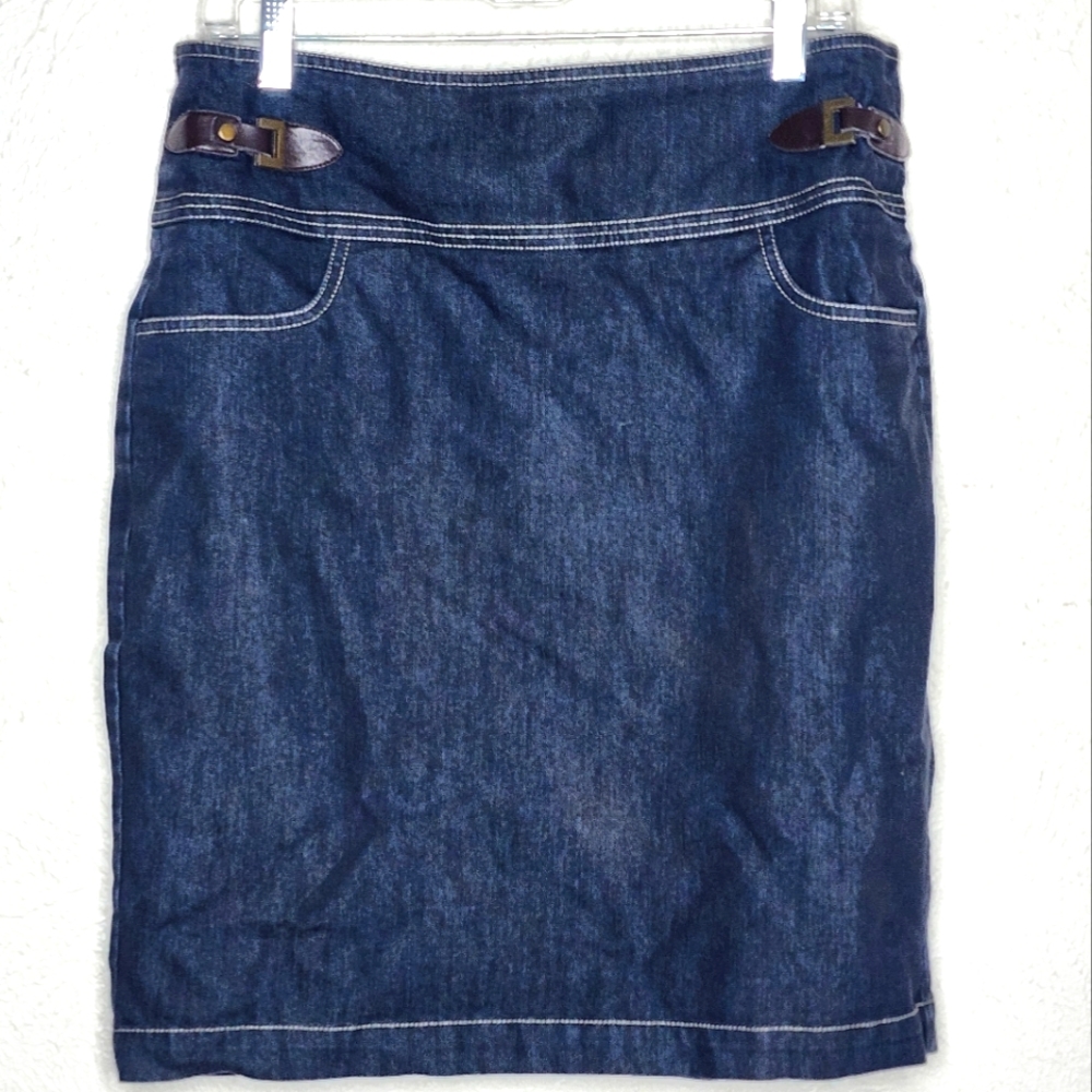 Dress Barn Vintage Blue Jean Brittany Spears 90s Leather Western Details…